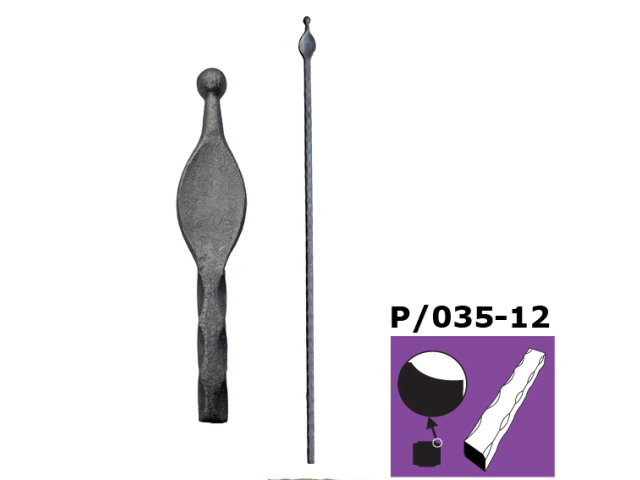Stab mit Spitze h900, b30, n12x12 (P/035-12x12mm)