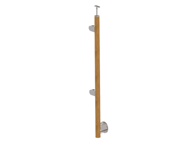 Beech pole D50mm, left AISI304+BEECH, D42,4x2
