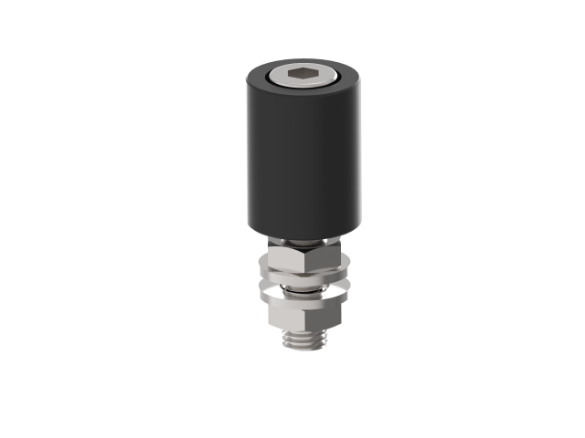 Plastic wheel - white Zn, D30mm, M12, black