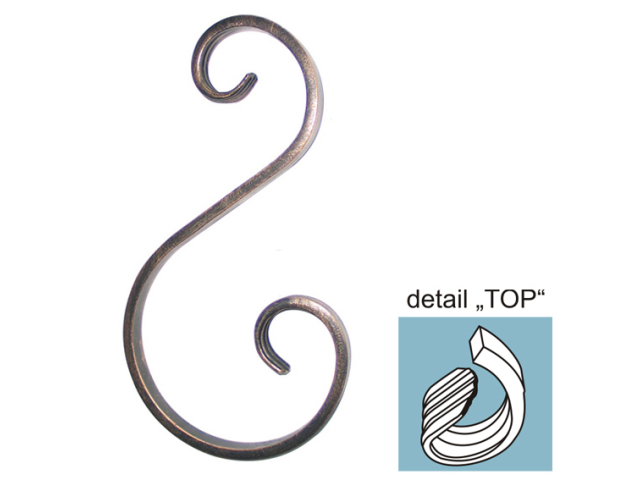 Scroll "S" h170, b75/45, 12x6mm