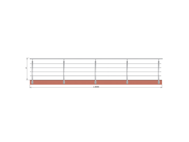 Railing JP, BR AISI304, 40x40x2/4xd12/H900/L6000mm