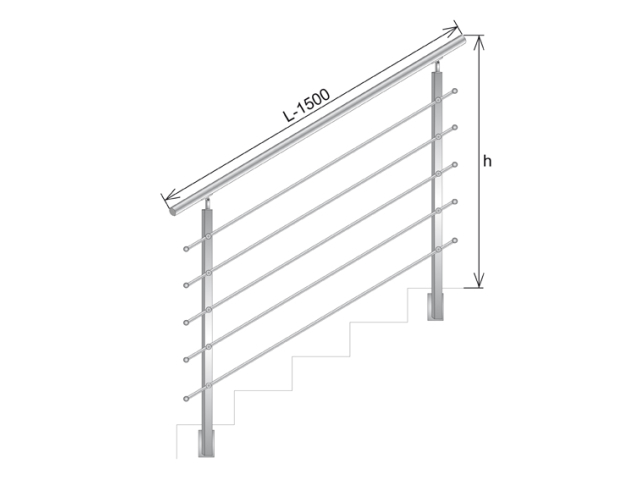 Zábradlie schody BS AISI304, 40x40x2/4xd12/H900/L1