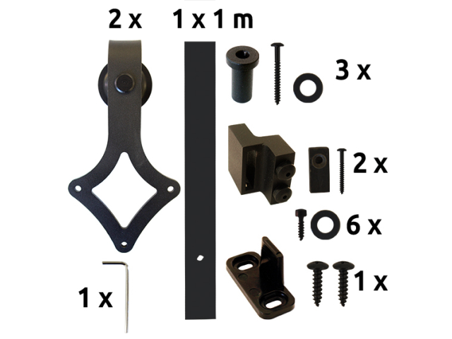 sliding barn door hardware - mini - "Rhombus"
