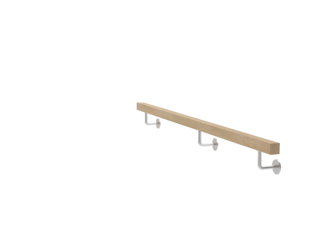 Wooden handle oak and stainless steel holders, JP40x40mm/L2000mm