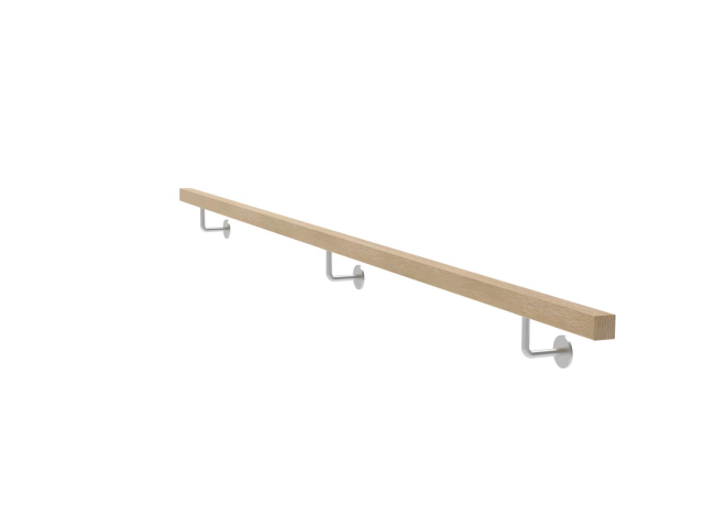 Wooden handle oak and stainless steel holders, JP40x40mm/L3000mm
