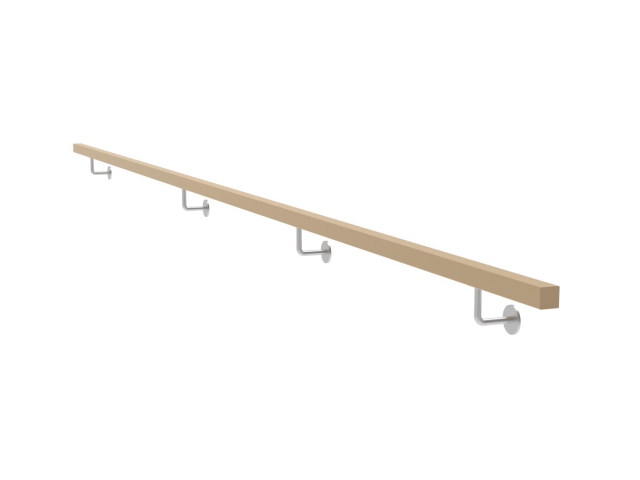 Wooden handle oak and stainless steel holders, JP40x40mm/L4000mm