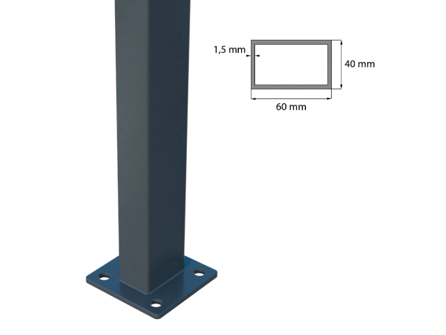 Stĺpik 60x40mm s pätkou ZnPVC 1400mm antracit