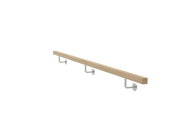Holzhandlauf, Eiche mit Edelsahlhalterungen, JP40x40mm/L2500mm