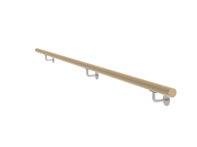 Wooden handle oak and stainless steel holders, L2500mm