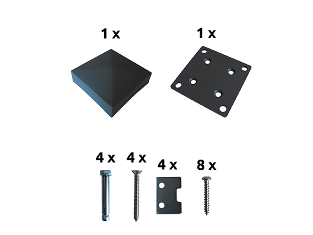 Pfostenkappe Al mit Zubehör. Anthrazit AL 130x130mm